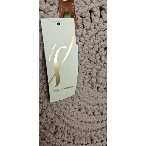 Collection Eighteen Handbag Beige Crochet Boho Shoulder Bag Fringe Woven Boho - Picture 3 of 11